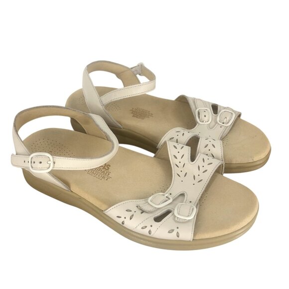 SAS Duo Buckle  Comfort Leather Sandals Beige sz. 9 WW - Picture 1 of 9